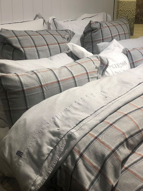 Hovedbilde Lexington Checked flannel putetrekk Lysegrå