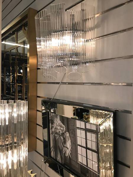 Praha vegglampe silver/glass