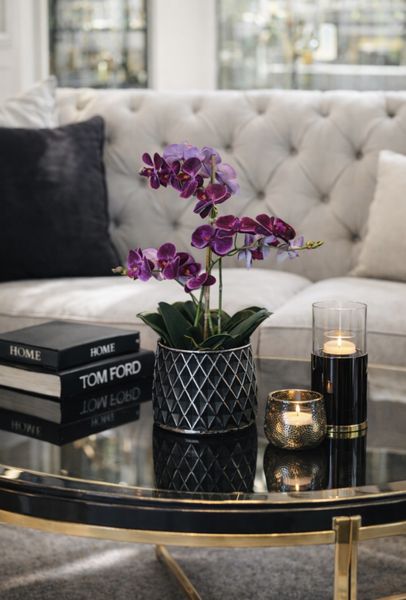 Blomsterpotte Elvira sort/sølv