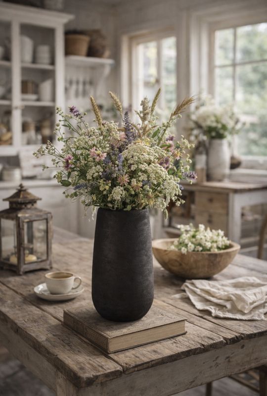 Vase Irregular Rough Ceramic Black Large