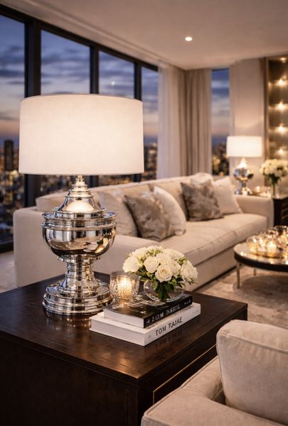 Bordlampe Spring Hill m/hvit skjerm