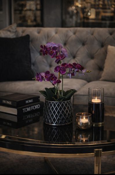 Blomsterpotte Elvira sort/sølv